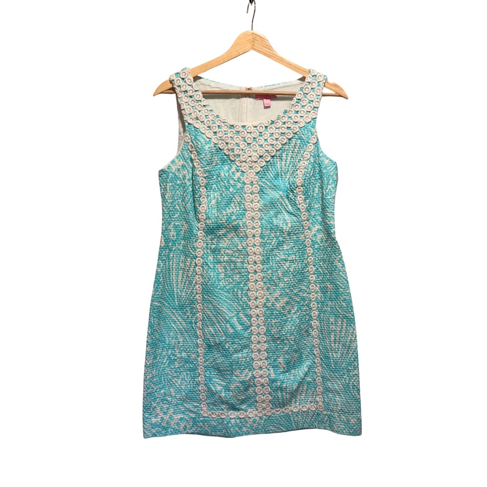 Lilly Pulitzer MacFarlane Shift Dress in Shorely Blue Sea Cups Sz 12 Palm Beach